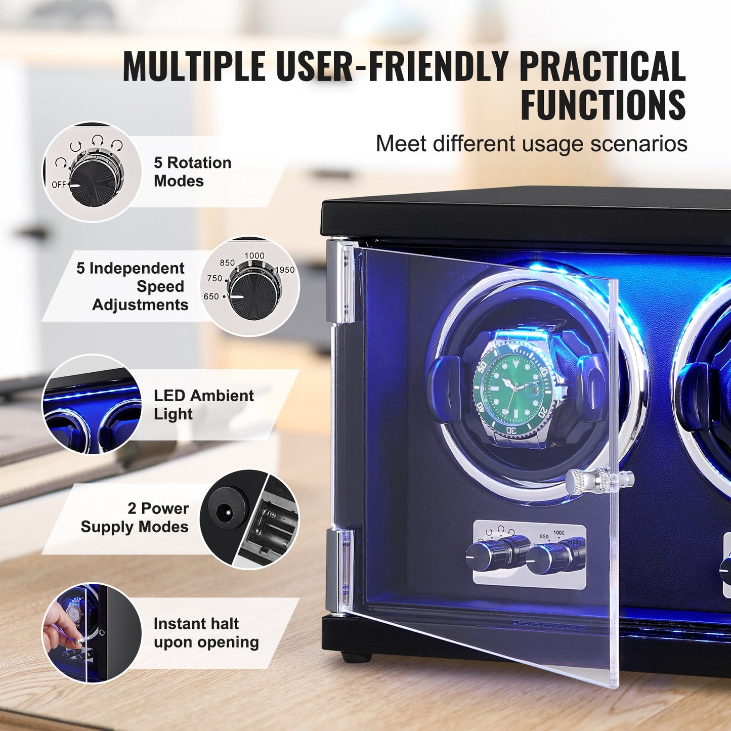 Watch Winder Dual Watch Winder for Automatic Watch with 2 Mabuchi Motors