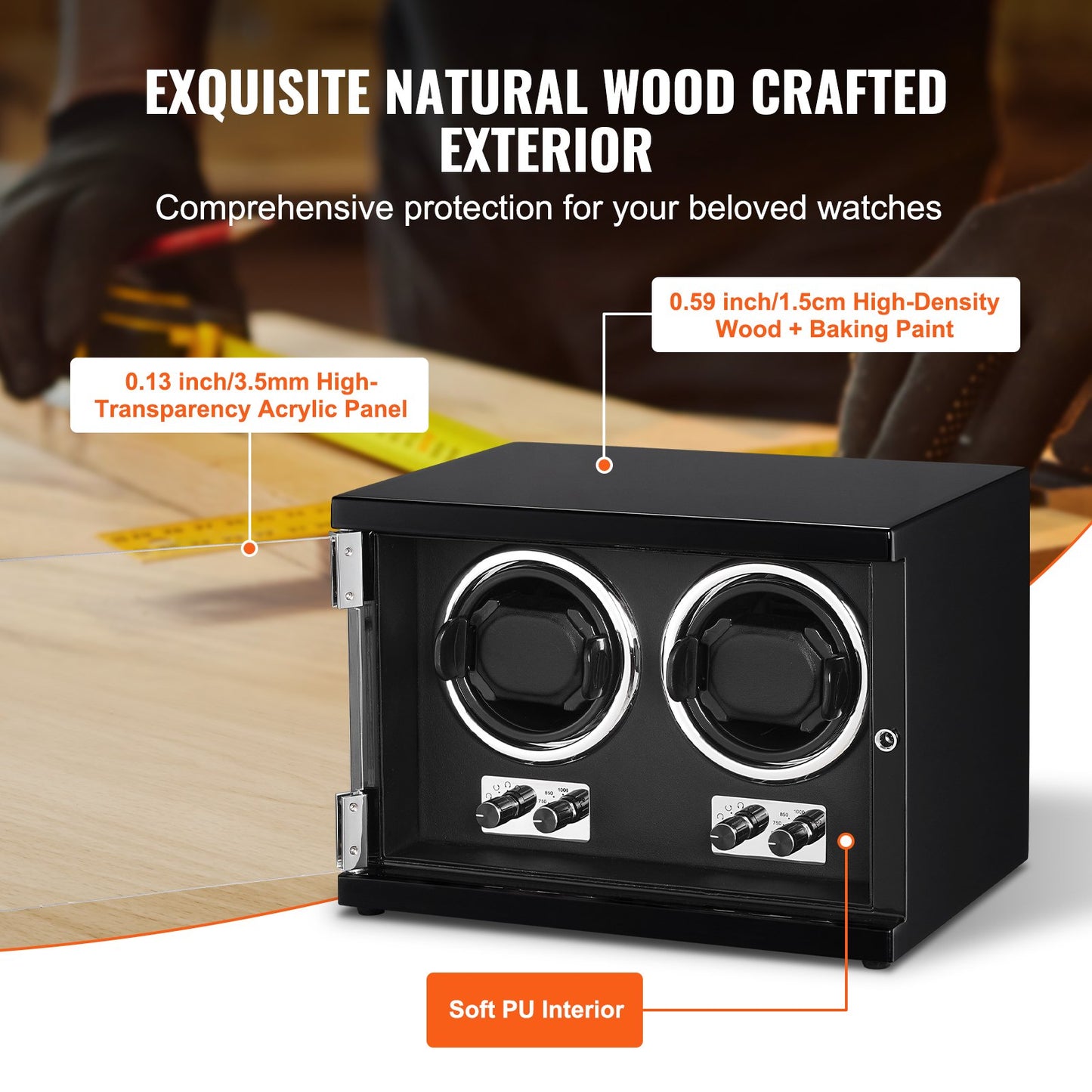 Watch Winder Dual Watch Winder for Automatic Watch with 2 Mabuchi Motors