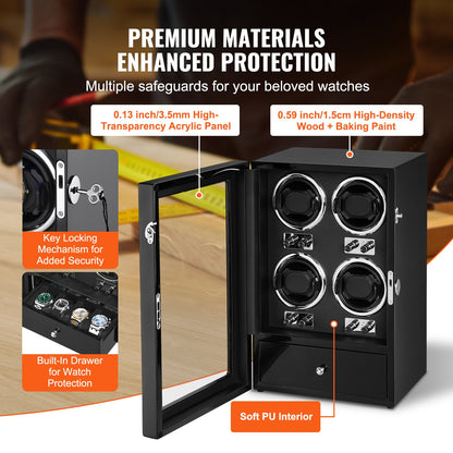 Uhrenbeweger für 4 Automatikuhren mit 4 leisen japanischen Mabuchi-Motoren