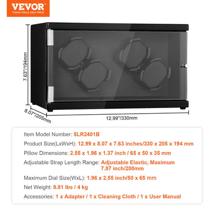 Uhrenbeweger für 4 Automatikuhren mit 2 leisen japanischen Mabuchi-Motoren