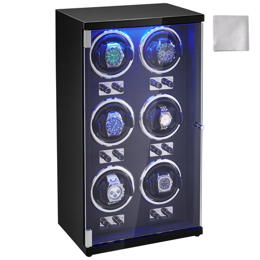 Watch Winder for 6 automatic watches with 6 silent Japanese Mabuchi motors