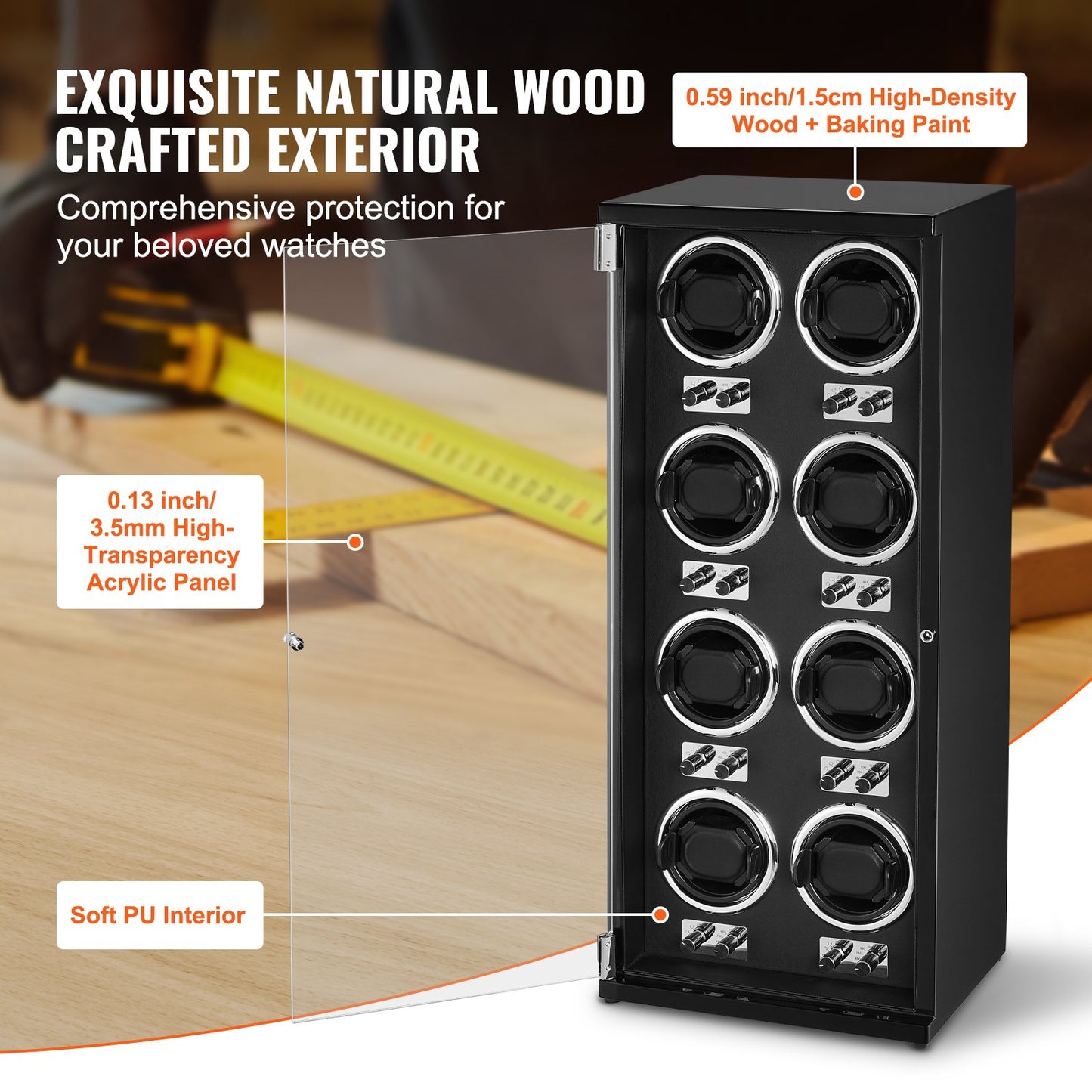 Uhrenbeweger für 8 Automatikuhren mit 8 leisen japanischen Mabuchi-Motoren