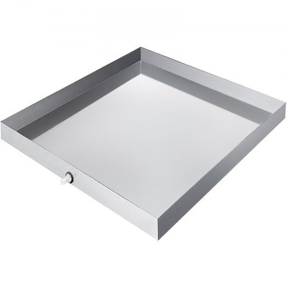27 x 25 x 2.5 Inch Washing Machine Pan 304 Stainless Steel Washing Machine Drain Pan 18 GA Thickness Heavy Duty Compact Washer Drip Tray with Drain Hole & Hose Adapter