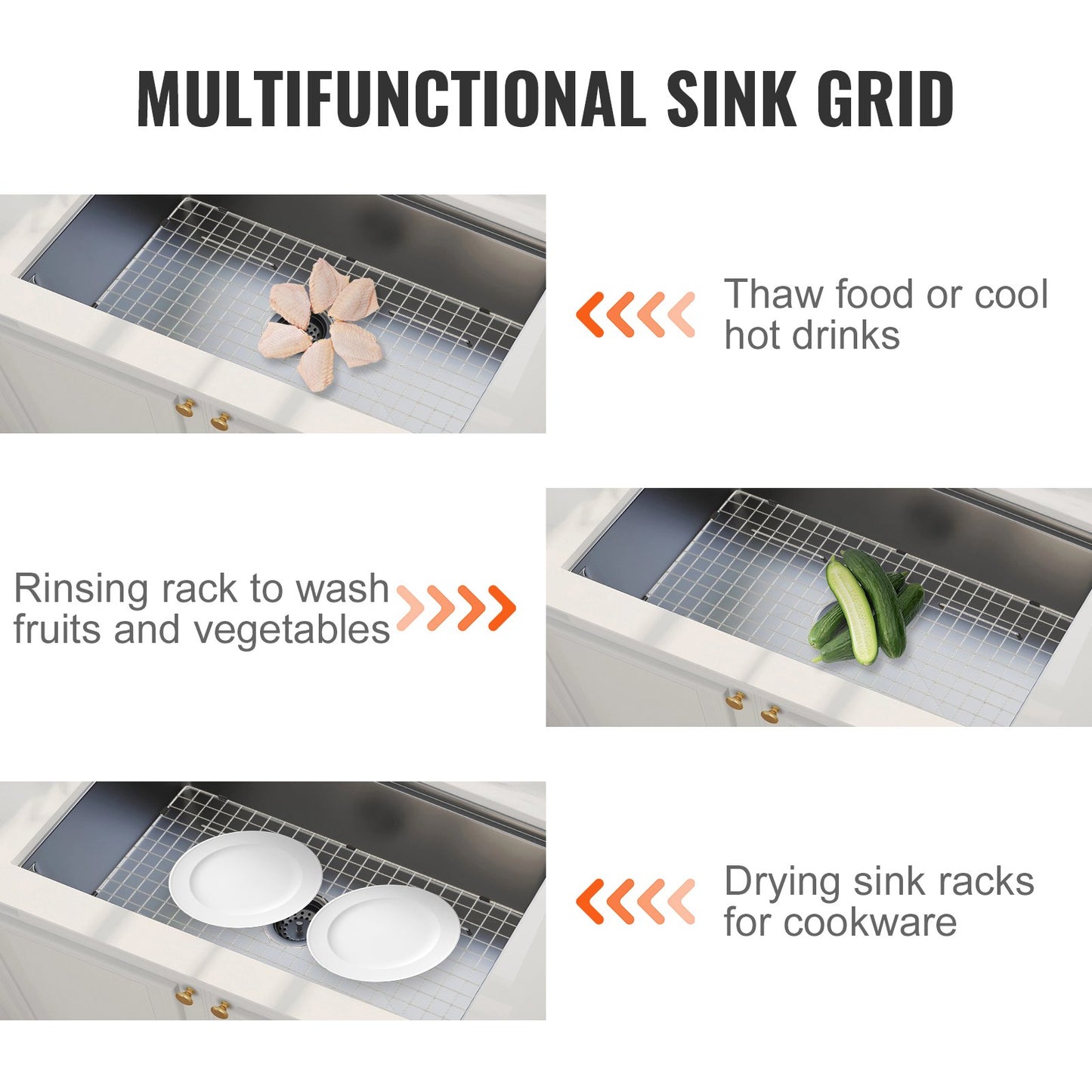 Sink Protection Grate, 28.5" x 15.6" Stainless Steel Sink Grate, Centered Drain Grate with R20 Corner Radius, Large Sink Bottom Grate, Universal Bowl Shelf Sink Accessories for Sink