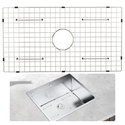 Sink Protection Grate, 28.5" x 15.6" Stainless Steel Sink Grate, Centered Drain Grate with R20 Corner Radius, Large Sink Bottom Grate, Universal Bowl Shelf Sink Accessories for Sink