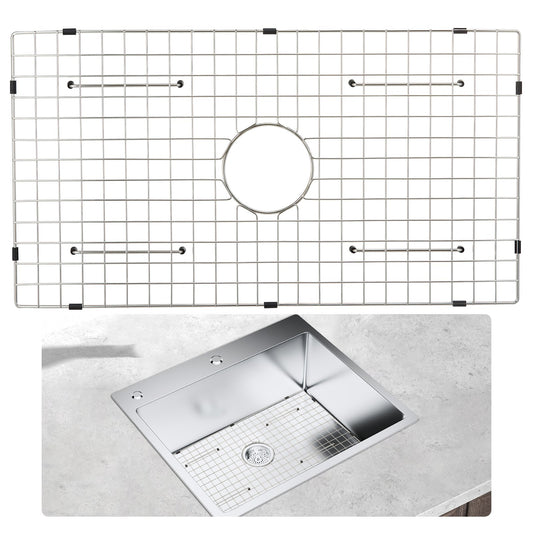 Sink Protection Grate, 28.5" x 15.6" Stainless Steel Sink Grate, Centered Drain Grate with R20 Corner Radius, Large Sink Bottom Grate, Universal Bowl Shelf Sink Accessories for Sink