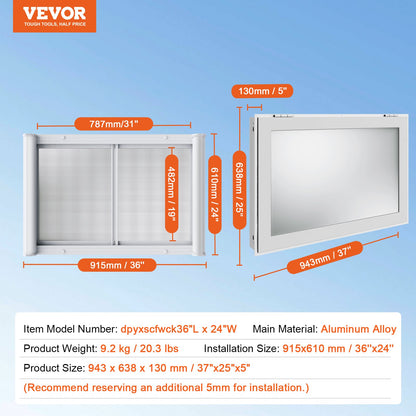 36"L x 24"W Imbissstand Servierfenster Food Truck Service Markise