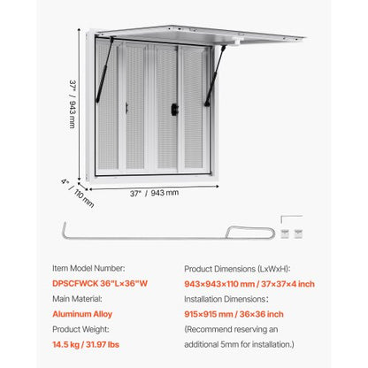 92x92 cm serving system for food carts, awning