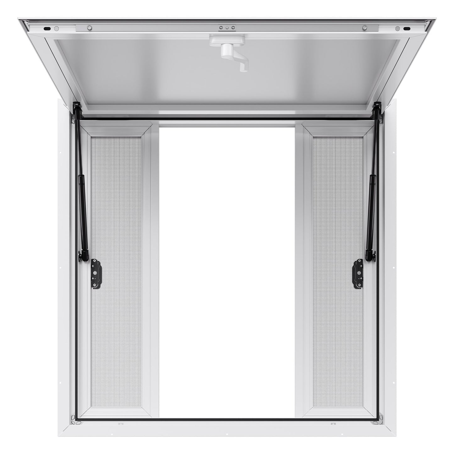Concession Window 36x36 in, Aluminum Alloy Service Window for Food Truck, Up to 85 Degrees Stand Serving Window with 4 Sliding Windows, Awning Door, and Drag Hook, for Concession Trailers