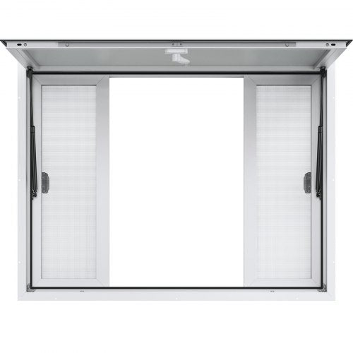 Concession Window 48"x36", Aluminum Alloy Food Truck Service Window with 4 Horizontal Sliding Windows & Awning Door & Drag Hook, Up to 85 Degrees Serving Window for Food Truck Concession Trailer