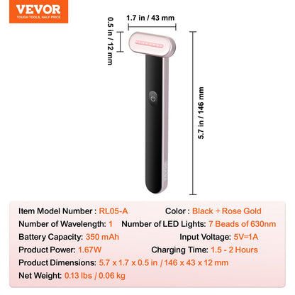 Red Light Therapy Wand for Face and Neck, 3-in-1 LED Facial Wand Red Light Therapy Device with Heating Therapy| Vibrating Facial Massage, Portable LED Beauty Wand