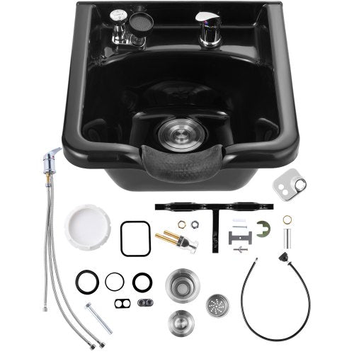 Shampoo Bowl Sink Black ABS Plastic Salon and Spa Hair Sink Beauty Salon Equipment for Hair Stylists