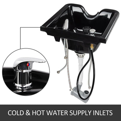 Shampoo Bowl Sink Black ABS Plastic Salon and Spa Hair Sink Beauty Salon Equipment for Hair Stylists
