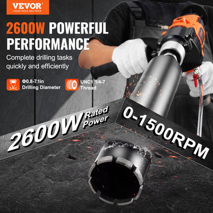 Core Drilling Machine 0.8-7.1 Inch Dia 2600W Handheld Core Drilling Rig For Mixing