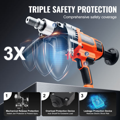 Core Drilling Machine 0.8-7.1 Inch Dia 2600W Handheld Core Drilling Rig For Mixing