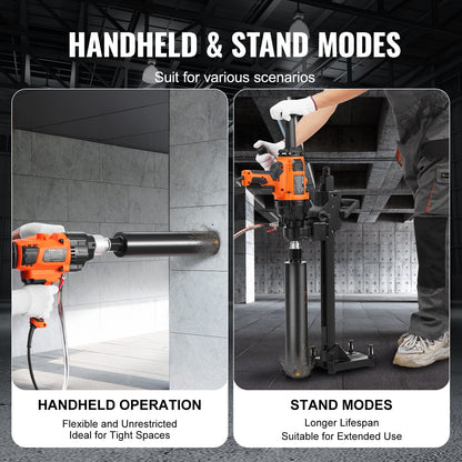 Core Drilling Machine 0.8-7.1 Inch Dia 2600W Handheld and Tripod Core Drilling Rig