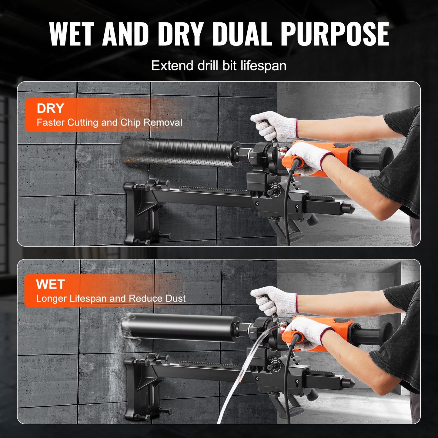 Core Drilling Machine 0.8-7.1 Inch Dia 2600W Handheld and Tripod Core Drilling Rig