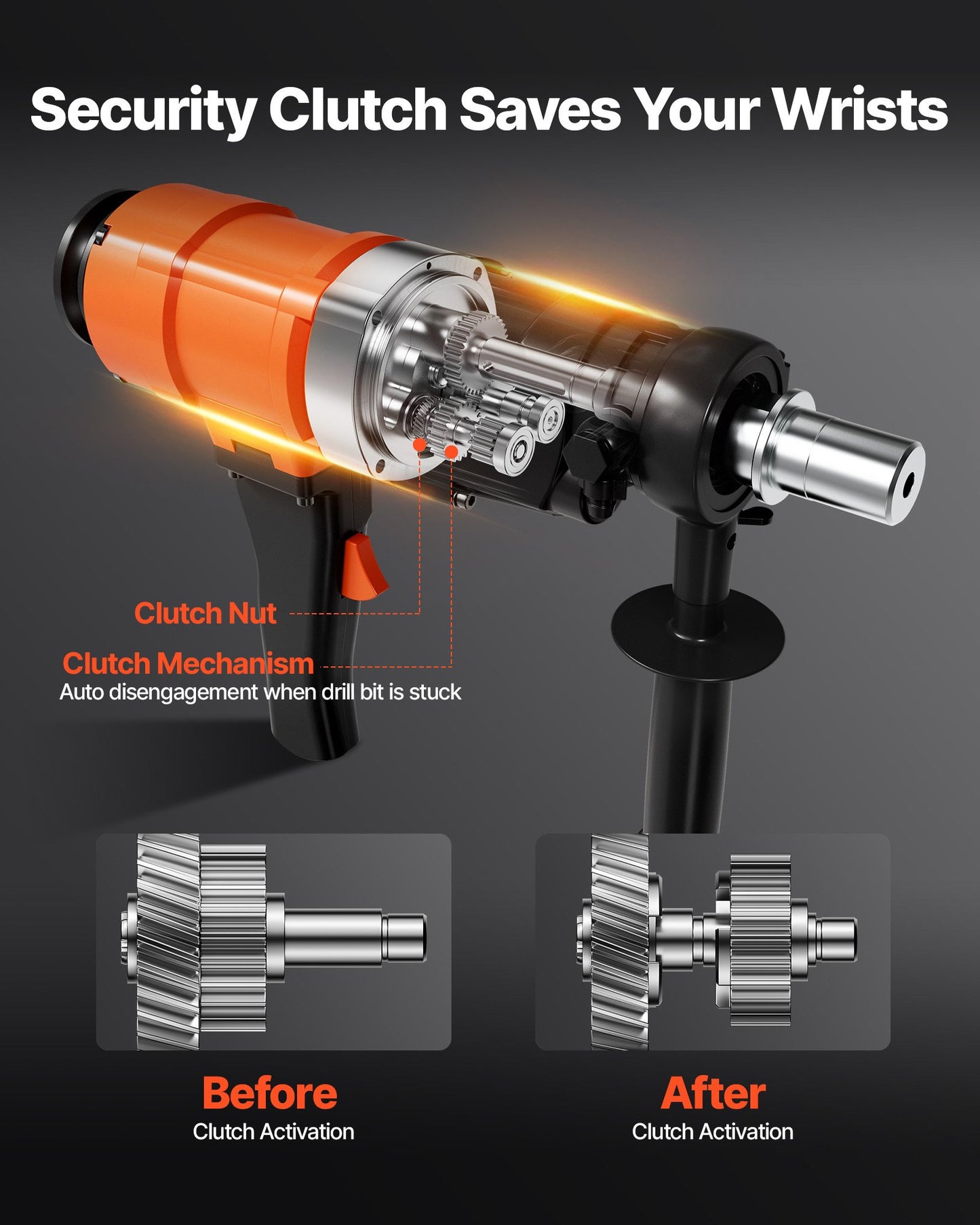 Diamond Core Drilling Machine, 8 in Drilling Diameter, 2-in-1 Handheld & Stand-Mount Dry and Wet Concrete Core Drill Rig with 4 Drill Bits, 1075/2300 RPM 2-Speed, for Concrete Brick Stone, 1800W