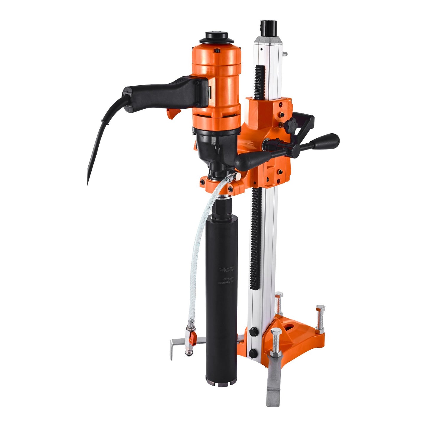 Diamond Core Drilling Machine, 8 in Drilling Diameter, 2-in-1 Handheld & Stand-Mount Dry and Wet Concrete Core Drill Rig with 4 Drill Bits, 1075/2300 RPM 2-Speed, for Concrete Brick Stone, 1800W