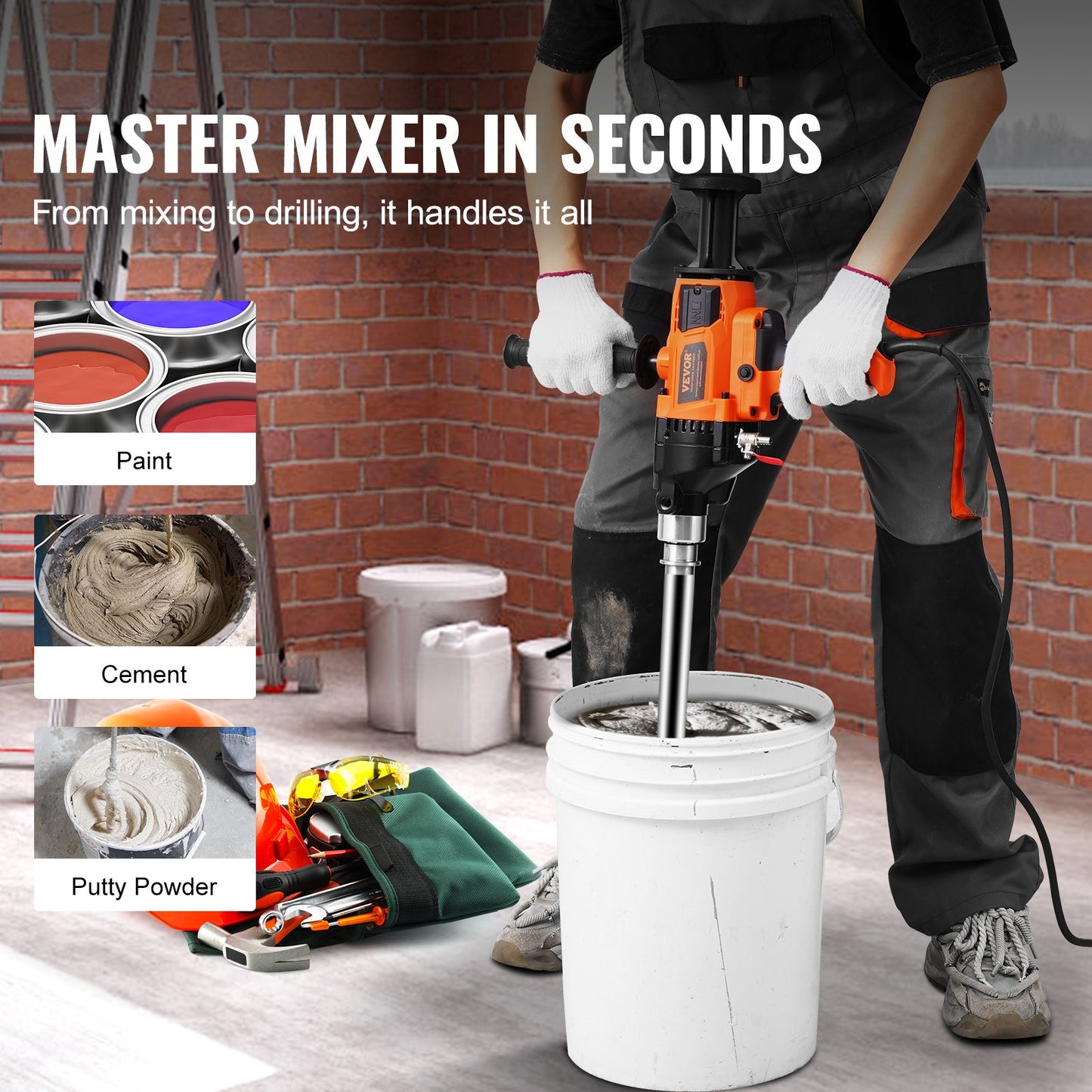 Core Drilling Machine 0.8-6.3 Inch Dia 2000W Handheld Core Drilling Rig For Mixing