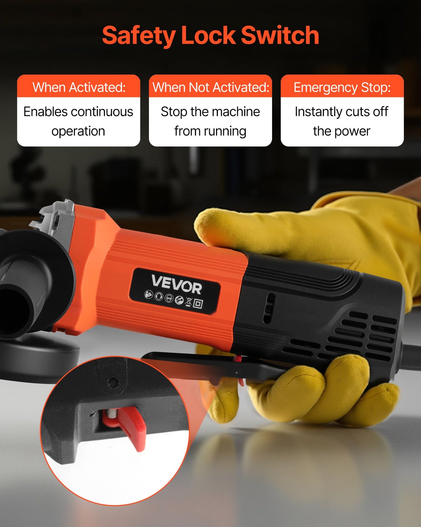 Angle Grinder, 4-1/2" Electric Grinder Power Tool, 8Amps 12000RPM High-Speed Corded Angle Grinders with 230° Adjustable Dust Guard for Metal Grinding, Cutting, Rust Removal (Disc Not Included)