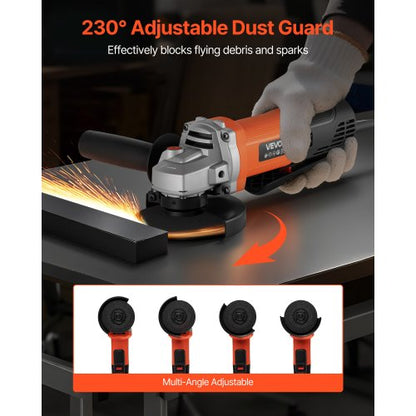 vinkelslip, 114,3 mm elektrisk slipmaskin, 4,5 ampere 12000 varv/min höghastighets sladdanslutna vinkelslipmaskiner med justerbart dammskydd för metallslipning, skärning, rostborttagning (skiva ingår ej) |  EU