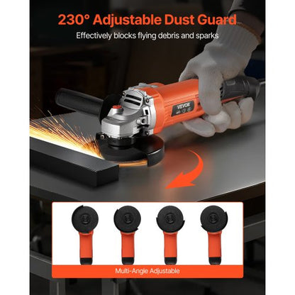 vinkelslip, 127 mm elektrisk slipmaskin, 5,4 ampere 10 000 varv/min höghastighets sladdanslutna vinkelslipmaskiner med justerbart dammskydd för metallslipning, skärning, rostborttagning (skiva ingår ej) |  EU