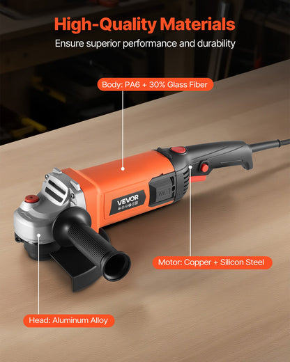 Angle Grinder, 7" Electric Grinder Power Tool, 13Amps 8500RPM High-Speed Corded Angle Grinders with 270° Adjustable Dust Guard for Metal Grinding, Cutting, Rust Removal (Disc Not Included)