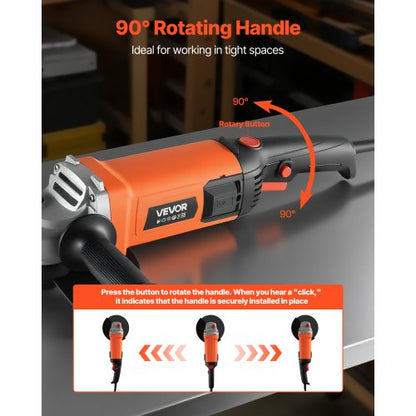 vinkelslip, 177,8 mm elektrisk slipmaskin, 8,2 ampere 8500 varv/min höghastighets sladdanslutna vinkelslipmaskiner med justerbart dammskydd för metallslipning, skärning, rostborttagning (skiva ingår ej) |  EU