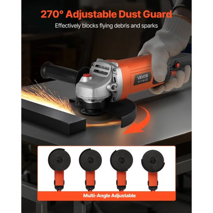 vinkelslip, 177,8 mm elektrisk slipmaskin, 8,2 ampere 8500 varv/min höghastighets sladdanslutna vinkelslipmaskiner med justerbart dammskydd för metallslipning, skärning, rostborttagning (skiva ingår ej) |  EU