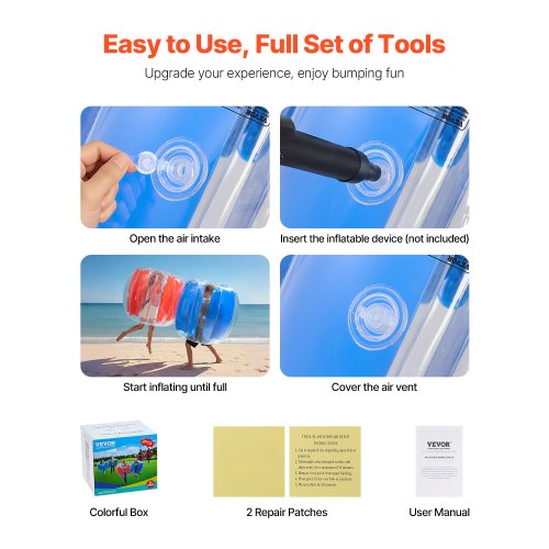 2-pack 4FT/1.2M Uppblåsbara Bumperbollar PVC Body Sumo Zorbboll Utomhus |  EU