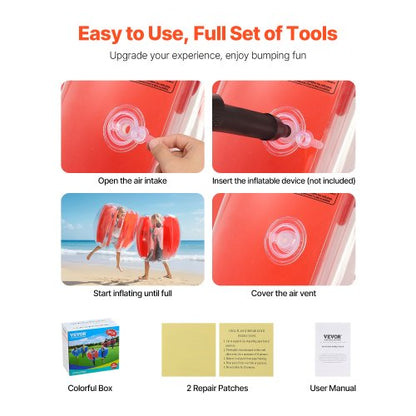 2er-Pack 3FT/0,9M Aufblasbare Bumper Balls PVC Body Sumo Zorb Ball Outdoor | EU