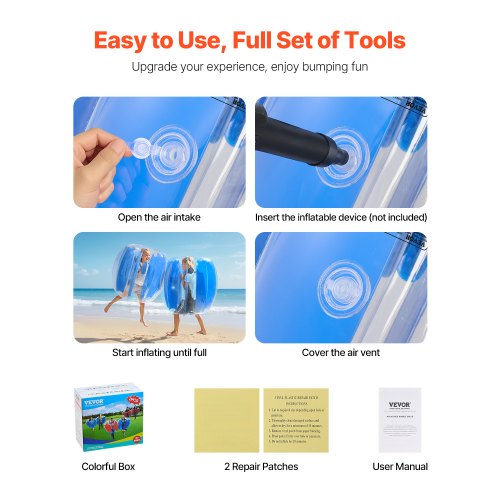 2er-Pack 3FT/0,9M Aufblasbare Bumper Balls PVC Body Sumo Zorb Ball Outdoor | EU