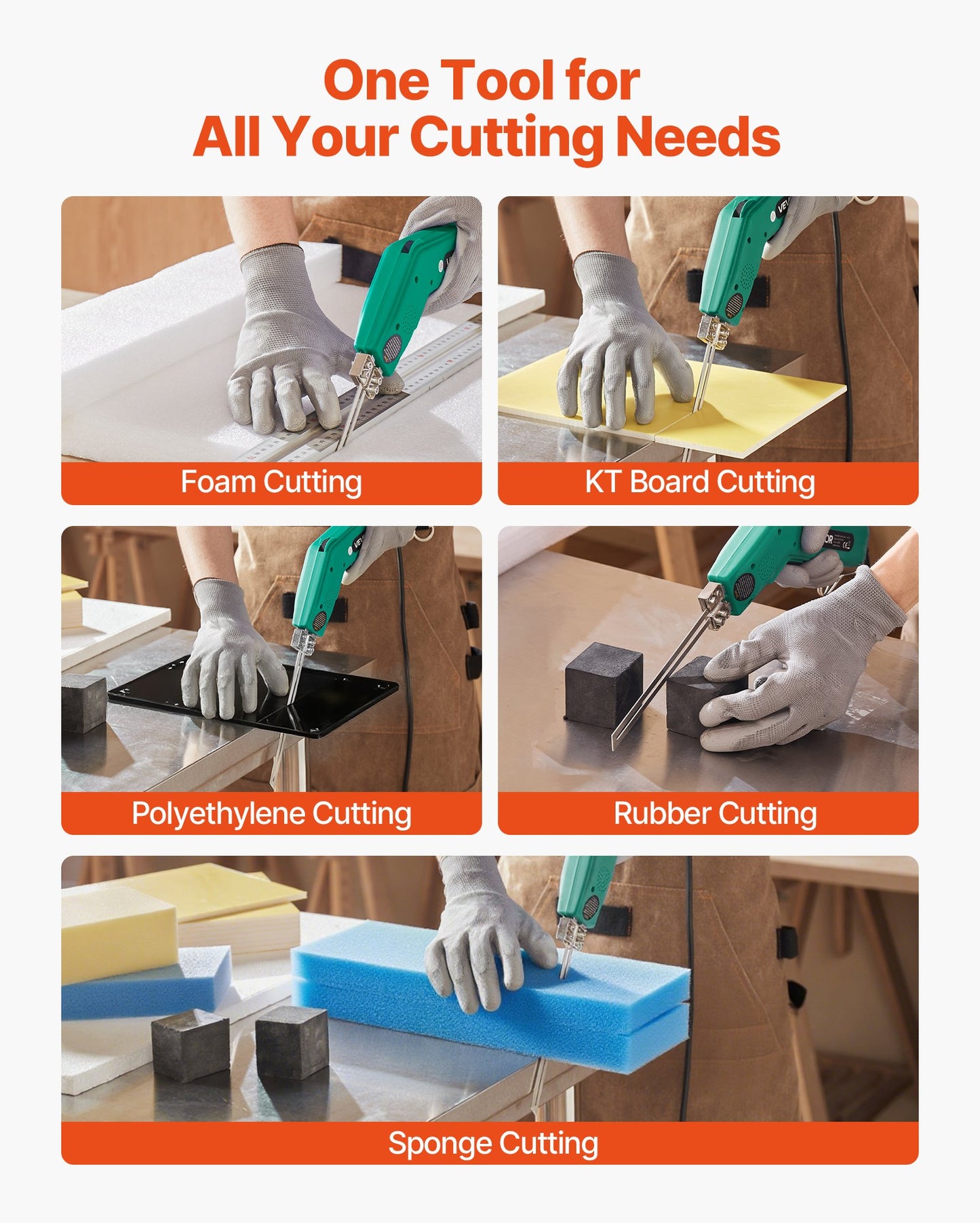 Hot Knife Foam Cutter, 200W Electric Foam Cutting Tool, 122℉ - 932℉ Adjustable Styrofoam Cutter with 6" & 8" Cutting Blades for KT Board, Polyethylene, Sponge, Rubber - Tool Box Included