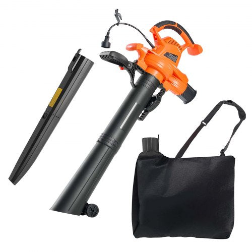 Electric Leaf Blower, 12 Amp, 250 MPH, 400 CFM, 3 in 1 Handheld Blower Vacuum & Mulcher for Lawn Care, 2-Speed Lightweight Portable with Bag and Wheeled Base for Yard Patio Outdoor, Corded