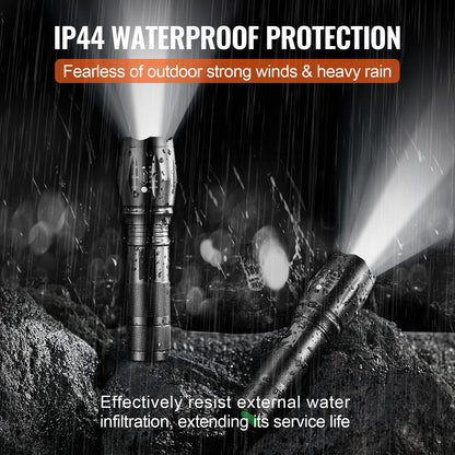 2 Pack Flashlights Torch, 2000 High Lumens 5 Modes Adjustable Focus Flashlight, IP44 LED Waterproof Handheld Flashlight for Camping Cycling Hiking Fishing Emergency