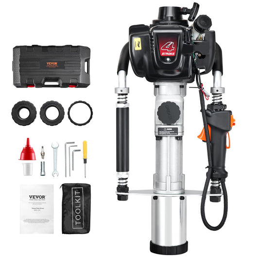 37,77 ccm Benzinbetriebener T-Pfostentreiber, 4-Takt-Zaunpfostentreiber mit 3 Köpfen