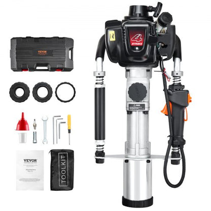 37,77cc bensindriven T-stolpsdrivare, 4-taktsmotor bensindriven staketpålningsmaskin, med 3-stolpsdrivhuvud (45/55/88 mm), 1000W bärbar påldrivare för gård, ranchstängsel, vägförbättringar |  EU