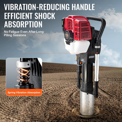 52cc Gas Powered T-Post Driver 2-Stroke Fence Posting Pole with 3 Heads