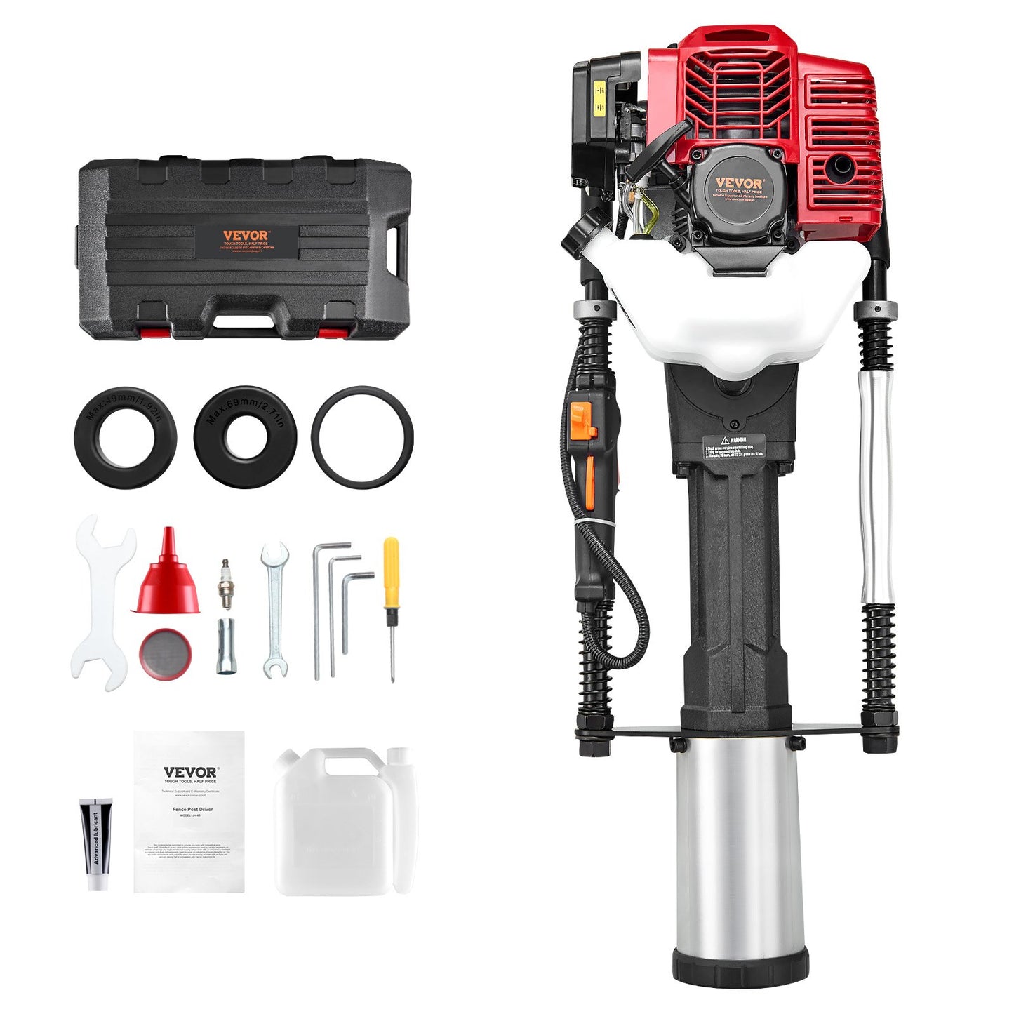 52cc Gas Powered T-Post Driver 2-Stroke Fence Posting Pole with 3 Heads