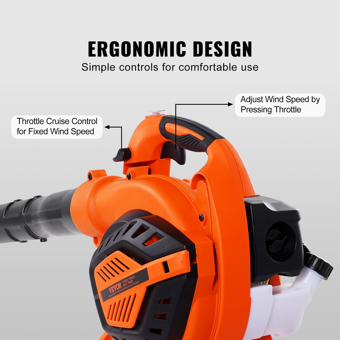 Leaf Blower, 26CC 2-Cycle Handheld Leaf Blower with A Fuel Tank, 2-in-1 Blower 425CFM Air Volume 156MPH Speed, Ideal for Lawn Care, Leaf Cleaning, and Snow Removal