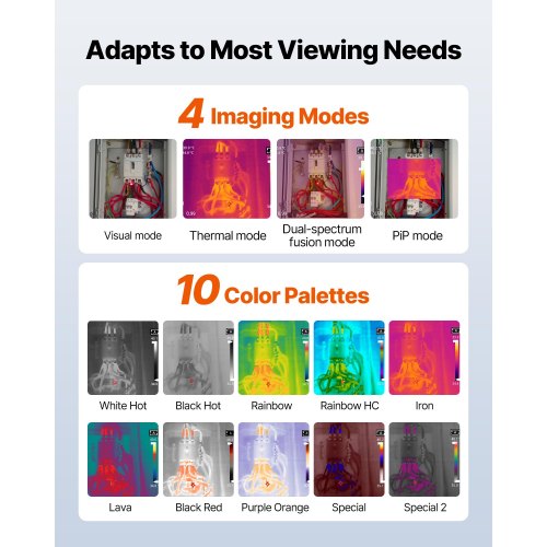 Värmekamera, 384 x 288 IR-upplösning, Handhållen värmekamera med 5MP visuell kamera, 30Hz uppdateringsfrekvens infraröd bildskärm med 3,5-tums pekskärm, -4°F till 1022°F, WIFI-stöd |  EU