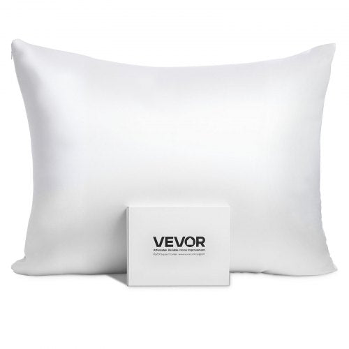Silk Pillowcase, 100% Pure Mulberry Silk Pillow Case, 26 in x 20 in Standard Silky Pillow Case for Hair and Skin, Smooth, Soft and Breathable Pillowcase with Hidden Zipper, for Sleeping (White)
