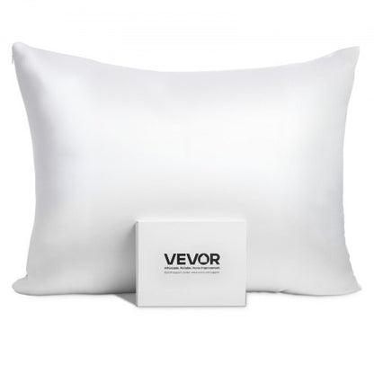 Silk Pillowcase, 100% Pure Mulberry Silk Pillow Case, 26 in x 20 in Standard Silky Pillow Case for Hair and Skin, Smooth, Soft and Breathable Pillowcase with Hidden Zipper, for Sleeping (White)