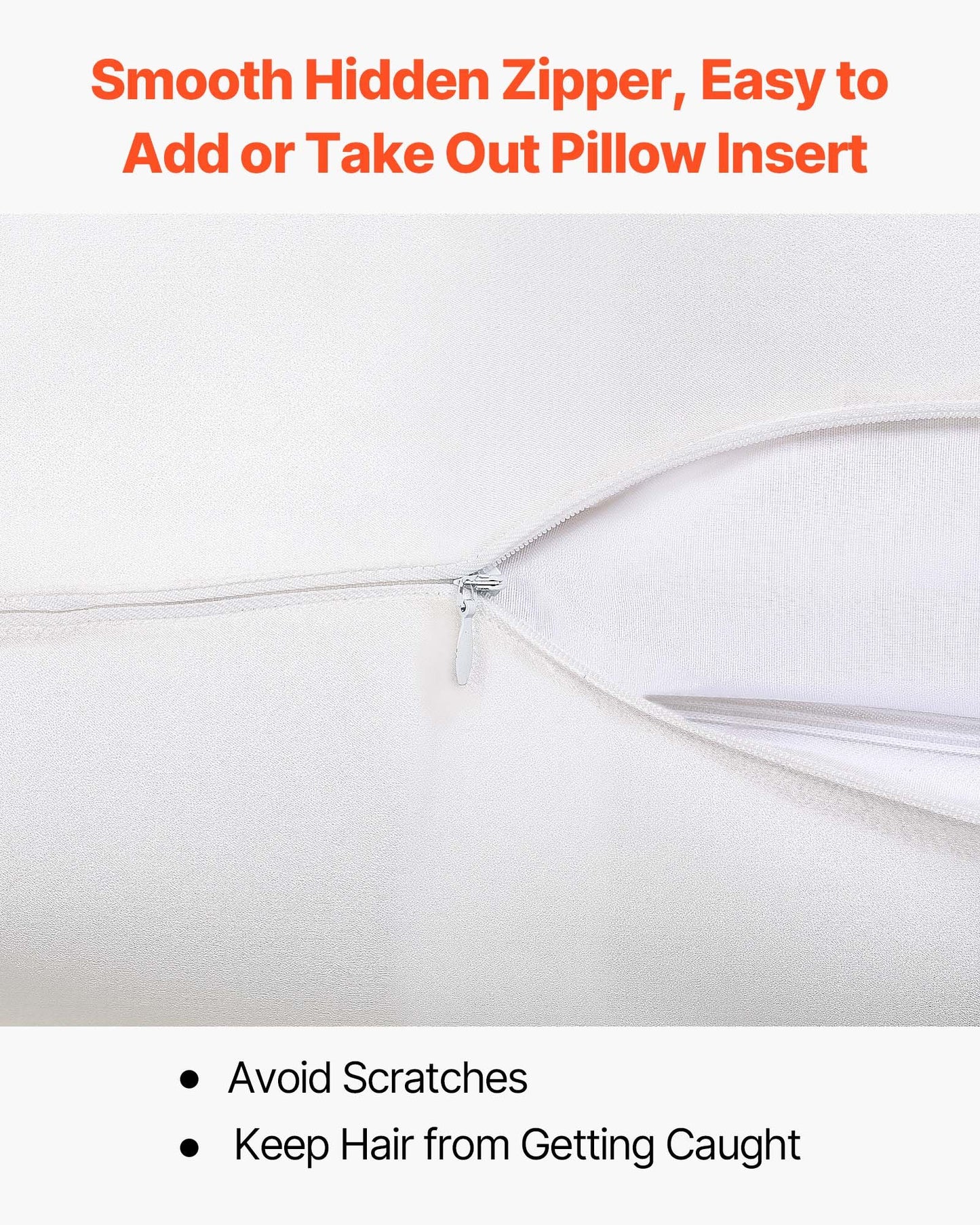 Silk Pillowcase, 100% Pure Mulberry Silk Pillow Case, 26 in x 20 in Standard Silky Pillow Case for Hair and Skin, Smooth, Soft and Breathable Pillowcase with Hidden Zipper, for Sleeping (White)