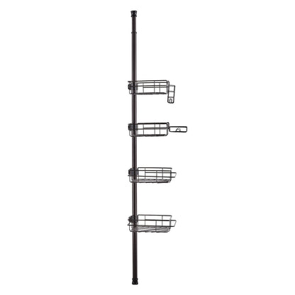 Shower Corner Caddy Tension Pole, 42" to 114" High, Multi-Functional Shower Tension Pole with Strong Load-Bearing Tray, Rust-Proof Easy-to-Install Tension Pole, Fit for Bathroom & Washroom