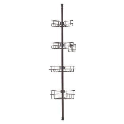 Shower Corner Caddy Tension Pole, 56" to 114" High, Multi-Functional Shower Tension Pole with Strong Load-Bearing Tray, Rust-Proof Easy-to-Install Tension Pole, Fit for Bathroom & Washroom