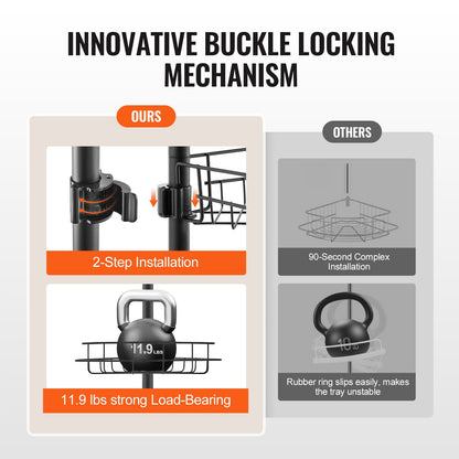 56" to 114" High Shower Corner Caddy Tension Rod Rustproof Tension Rod