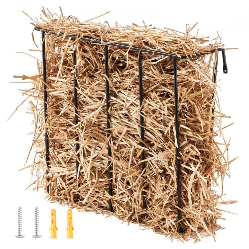 Livestock Hay Feeder, 24 Gallons Large Capacity, Heavy-Duty Steel Goat Hay Rack, 27'' Long Wall Mounted Horse Hay Holder, Multiple Sided Feeding Rack for Sheep Farm Livestock Indoor Outdoor