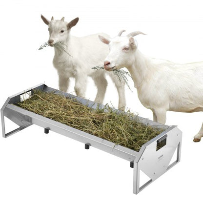 Livestock Feeding Trough, 22 Gallon Capacity, 45" Hay Feeder, Heavy Duty Steel Livestock Trough, Galvanized Steel Sheep Feeder Trough Feeding up to 10 Goats for Horse Sheep Hog Farm Sheds Pen